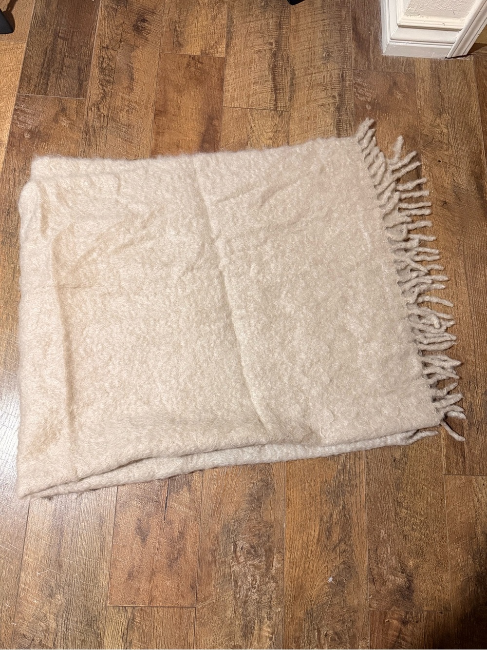 RH Restoration Hardware Mohair Throw Blanket Wool Luxe Cream Ivory Spain 60x66 - Picture 2 of 4